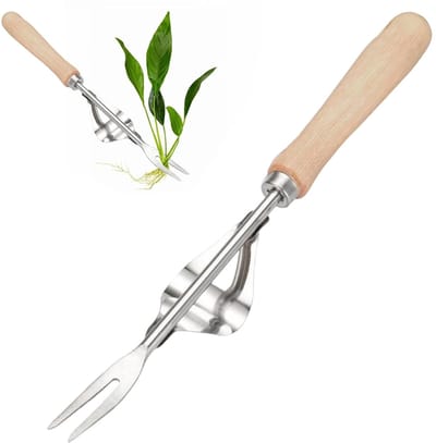 MTTproducts- Onkruidsteker roestvrij staal - Handmatige Onkruidsteker - Paardenbloemsteker - Worteljader - Tuingereedschap - Comfortabel houten handvat - Wieder