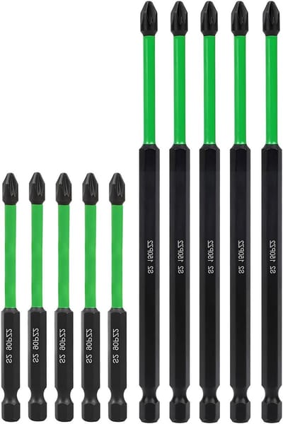 Complete set van 10 PZ2 magnetische schroevendraaier bits van 90mm en 150mm voor impact gebruik, S2 staal, 1/4 inch hex shank, ideaal voor klussen en reparaties