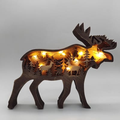 Décoration en bois à faire soi-même, ours brun, élan, décoration pour la maison, artisanat léger, cadeau de Noël
