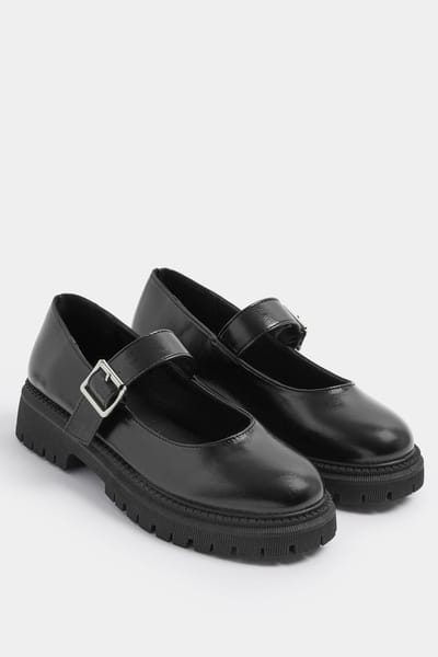Yours Zwarte Chunky Mary Janes In Brede Epasvormsize 37EEE