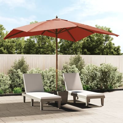 vidaXL - Parasol - met - houten - paal - 300x300x273 - cm - terracottakleurig