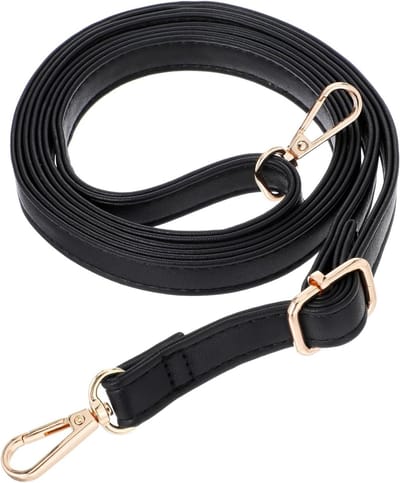 Verstelbare zwarte leren riem 85-150 cm met zakken en gouden gesp voor handtas en portemonnee, ideaal voor dagelijks gebruik en modeaccessoires