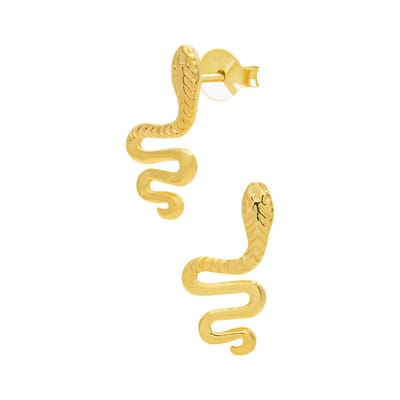 WeLoveSilver oorstekers - zilver - gold plated - slangmotief