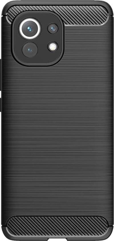 Shop4 - Geschikt voor Xiaomi Mi 11 Hoesje - Zachte Back Case Brushed Carbon Zwart