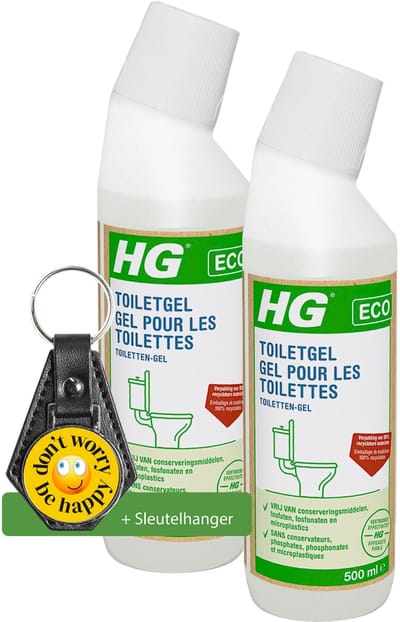 HG ECO toiletgel - 2 Stuks - 500 ml - de duurzame reiniger voor uw toilet - inclusief sleutelhanger