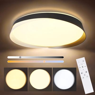 NETTLIFE LED Plafondlamp - Zwart - Rond - Modern - Dimbaar 3000-6000K - 36W Woonkamerlamp met Afstandsbediening - voor Slaapkamer | Keuken | Hal | Eetkamer