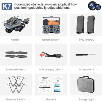 Nieuwe K7 Drone 8K High-definition professionele Dual-camera Quadcopter WIFI LED-licht Drie-assig Anti-shake met optische stroom Obstakelvermijding 2 battery