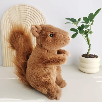 Levensechte Eekhoorn Pluche Speelgoed met Dikke Staart Schattig Vindingrijk Dier Eekhoorn Knuffelpop Kawaii Zacht Cadeau Voor Meisje Jongen 20cm brown