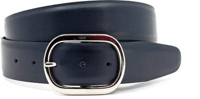 Dames riem blauw - Leren jeans riem 4cm met ril en soepel leer - Leer - Jeans riem - Casual - Maat 85