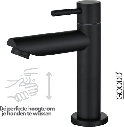 GOODD® - Fonteinkraan - Toiletkraan - Wc kraan - Zwart - Koud water