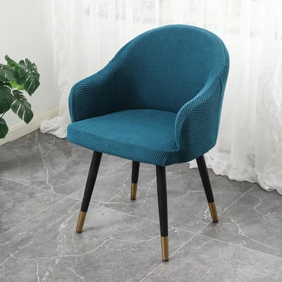 Housse de chaise moderne simple incurvée avec accoudoirs complets élastique pour table à manger dossier entièrement enveloppé housse de tabouret intégrée housse de chaise 36CM