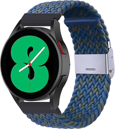 By Qubix - Geschikt voor Garmin bandje - Geschikt voor Garmin Vivoactive 4 / 4L - Braided nylon bandje - Blauw / groen gemêleerd - Smartwatch bandje 22mm