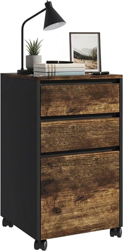 Dossierkast - Verrijdbare Ladekast – 3 Lades – Industriële Kantoorkast op Wieltjes – Bureau- en Archiefkast – 70 x 40 x 40 cm