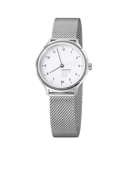 Mondaine Helvetica No1 Regular (MH1.R1210.SM) Dameshorloges, Mesh Horlogeband, Stalen Horlogekast, Swiss Made - 33mm