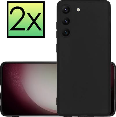 Hoesje - 2 Stuks - Geschikt voor Samsung Galaxy S23 - Sterk & Shockproof - Case Siliconen - Back Cover - Telefoon Hoes - Zwart