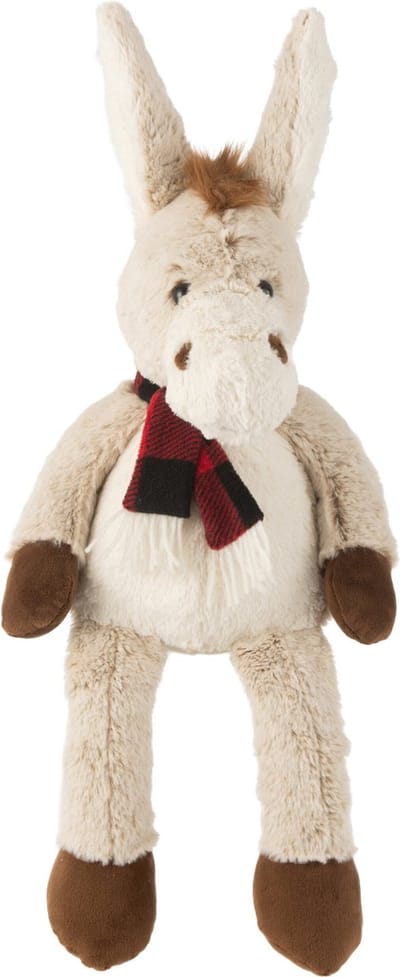 J-Line knuffel Ezel + Sjaal - polyester - beige/bruin - medium