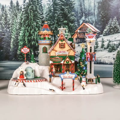 Lemax - 'North Pole Fun Fair' - Verlichte attractie met animatie & muziek/geluid - Inclusief adapter