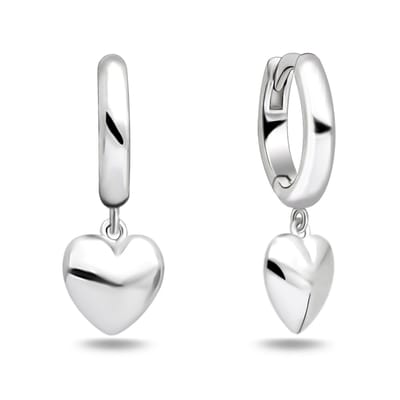 Juwelier Zwartevalk zilveren (gerhodineerd) hartje hanger oorbellen - 22.285