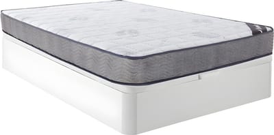 Vente-unique Set 140 x 190 cm bedbodem met opbergruimte, wit + matras met pocketveren, dikte 19 cm - KIJAL van YSMÉE