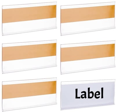 Dailygoods- Labelhouders 72 stuks zelfklevend - PVC Kunststof - Transparant - Prijskaarthouder - Voor school/bibliotheek - Maat 10,1 x 4,25 cm - Etikethouders