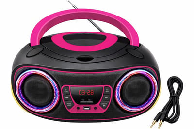 Draagbare Radio CD Speler Kinderen & Volwassenen - Met Bluetooth - Boombox - AUX - FM -SD - USB - Roze