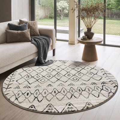 Muratap Rond boho vintage | laagpolig vloerkleed | modern tapijt | woonkamer, slaapkamer