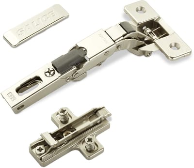2 x Salice universeel potscharnier 110° Boorbeeld T45 met kruismontageplaat Hoogte 3 mm excentrische aanpassing, Afdekking voor scharnierarm