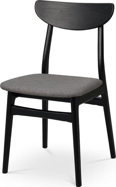 Rowico Home Rodham Eetkamerstoel Zwart Eiken - Met Donkergrijze Zitting - Houten eetakmerstoel - Stof - Design - Scandinavisch