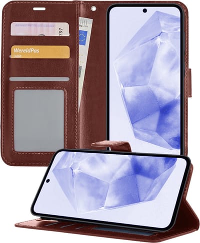 Hoesje - Geschikt voor Samsung Galaxy A35 - Luxe Bookcase - Walletcase Hoes - Portemonnee - Cover - Telefoonhoes - Bruin