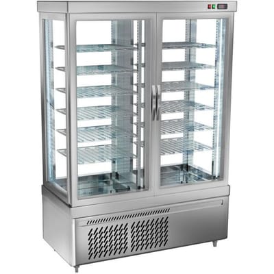 GGM Gastro Panorama-Tiefkühlvitrine - 935 Liter - 1320mm - Dreifachverglasung - 12 Ablagen - Silber Zilver