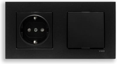 Panasonic Viko-Zwarte Wandcontactdoos-Inbouw -Randaarde-Compleet