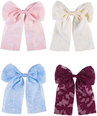 Haarspelden met strik - Damesaccessoires - Kant - 4 stuks - Haarstrikken - Bruiloft, verjaardag, Valentijnsdag - Geschikt voor alle haartypes - Roze