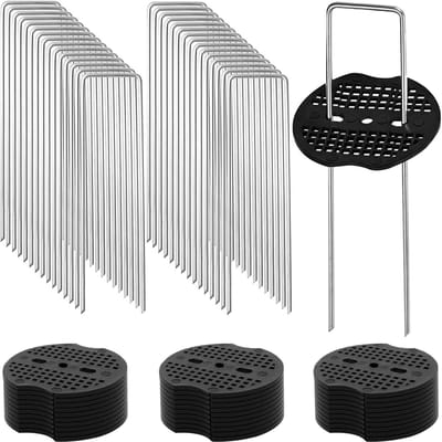 Set van 30 U-vormige verankeringen met afgeschuinde hoeken van 150 mm x 40 mm, gegalvaniseerd staal voor kunstgras, vloerbedekking en tuinprojecten