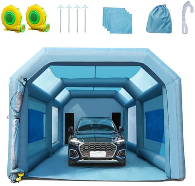 NordHaus Opblaasbare Verfcabine - Mobiele Verfspuit Tent - Hoog Filtersysteem - Dubbele Blowers - 400x250x220 cm Werkruimte