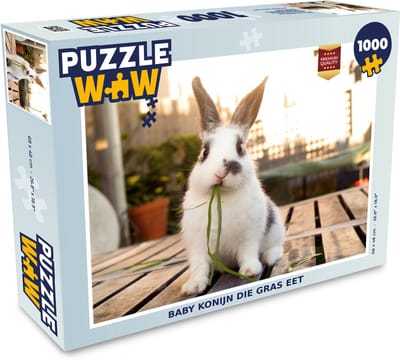 Puzzel Konijn - Baby - Eten - Legpuzzel - Puzzel 1000 stukjes volwassenen