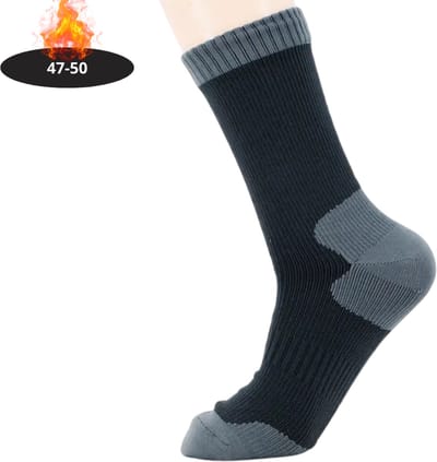 Livano Skisokken - Ski Sokken - Warme Sokken - Lange Huissokken - Thermo - Compressie - Waterdicht - Zwart - 47-50