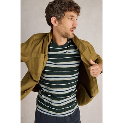 White Stuff Abersoch Stripe Ss Tee Navy Multi Maat: S | Basic T-Shirts Outlet | Heren | Blauw
