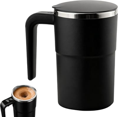 Automatische Zelfroerende Koffiemok met Temperatuurweergave, 380 ml Thermosbeker voor Koffie, Thee en Dranken, Ideaal voor Kamperen en Picnics