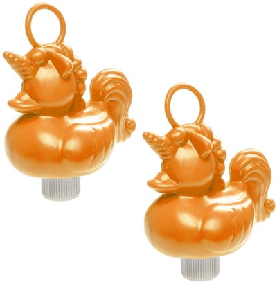 Duckiez eenhoorn badeendje badspeelgoed - 6x - oranje - 15 x 7 cm - Met oogje voor het hengelspel - kunststof