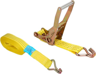 Spanband Ratel - Sjorband Metaal - Vastzetten Lading - Hoge Zichtbaarheid - 4 m x 25 mm - Geel