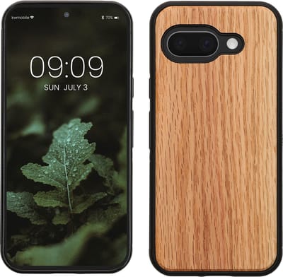 kwmobile telefoonhoesje geschikt voor Google Pixel 9a - Hoesje met bumper in lichtbruin / bruin - Backcover - hout