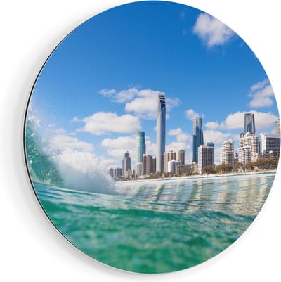 Artaza Dibond Muurcirkel Golf aan de Gold Coast  - Ø 70 cm - Wandcirkel - Rond Schilderij - Voor Binnen en Buiten