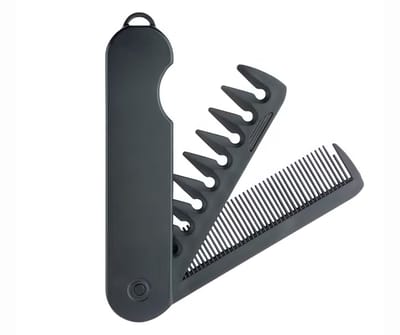 Zwarte inklapbare baard kam heren unisex – dubbele tand vouwkam met fijne en grove tanden – pocket formaat baard kam – lichtgewicht grooming tool – geschikt voor baard styling en haar verzorging