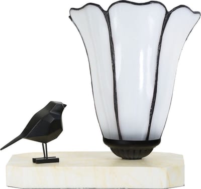 Tiffany tafellamp / sculptuur Ballade van een Vogel Liseron Akkerwinde - Art Deco Trade