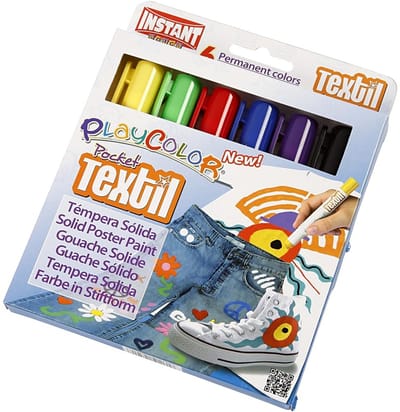 Playcolor textielverf, L: 14 cm, diverse kleuren, 5 gr, 6 stuk/ 1 doos
