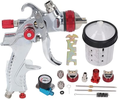 - Autolakspuitpistoolset met 14 Mm 17 Mm 20 Mm Mondstuk - 600 Ml - Aluminium Lichaamsverfspuit