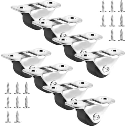 8 Stuks Rubberen Meubelwielen voor Meubels en Apparaten - Kleine Zwenkwielen met Metalen Plaat