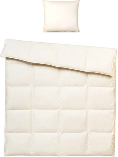 Donzen Dekbed – 160x200cm – 2.5kg Vulling 1-Persoons Ganzendons Dekbed – 100% Katoenen Tijk - Satijnen Bies – Kleur Crème –Herfst/Winter Seizoen + 1 Kussen 70x80cm