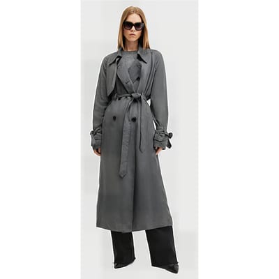AllSaints Koko Trench Eiffel Grey Maat: L | Trenchcoats Outlet | Dames | Grijs