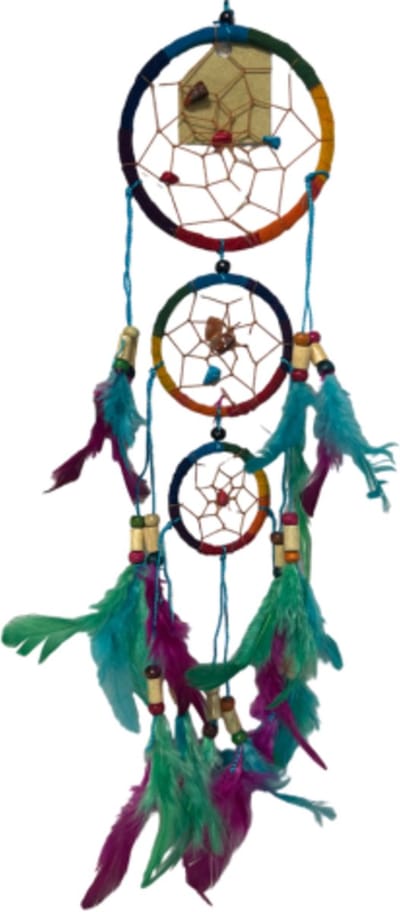 Dromenvanger suede 9 cm edelsteentjes - rainbow